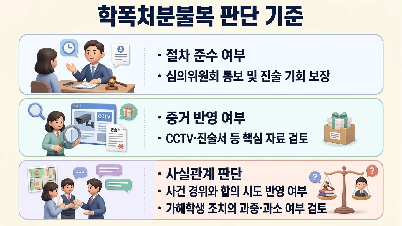 학폭행정심판결과에서 처분 취소와 변경이 판단되는 기준